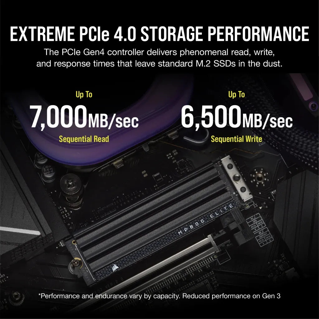 Corsair MP600 ELITE 2TB Gen4 PCIe x4 NVMe M.2 SSD with heatsink; Read Up To 7000MB/s; Write up to 6500MB/s