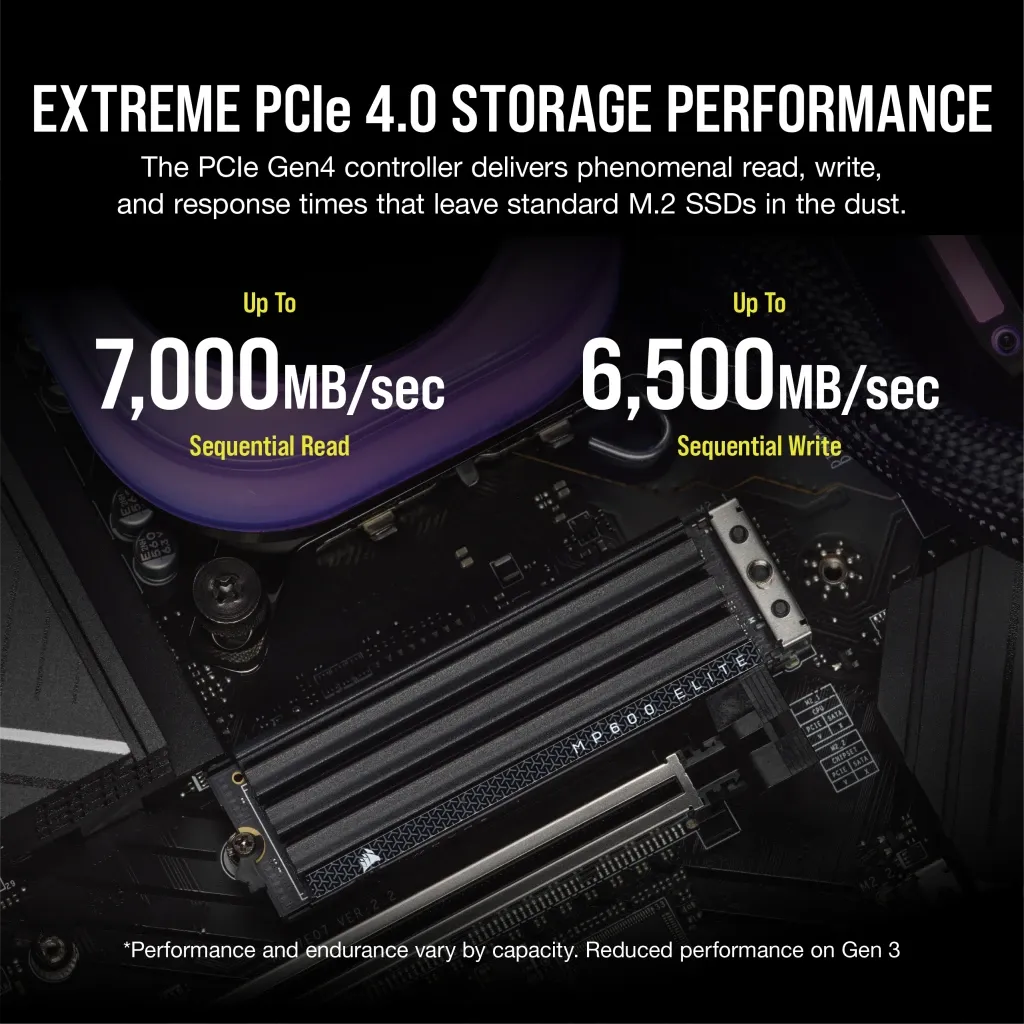 Corsair MP600 ELITE 2TB Gen4 PCIe x4 NVMe M.2 SSD with heatsink; Read Up To 7000MB/s; Write up to 6500MB/s