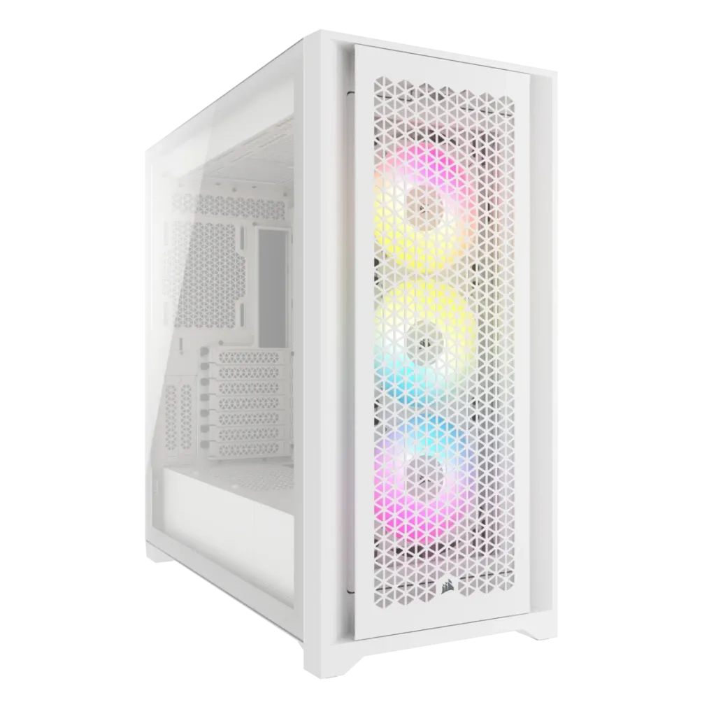 5000D RGB Airflow White Tempered Glass Mid Tower; 2x 3.5'' | 4x 2.5'' Drive Bays; Up to 360mm Radiator; 3x 120mm fan incl