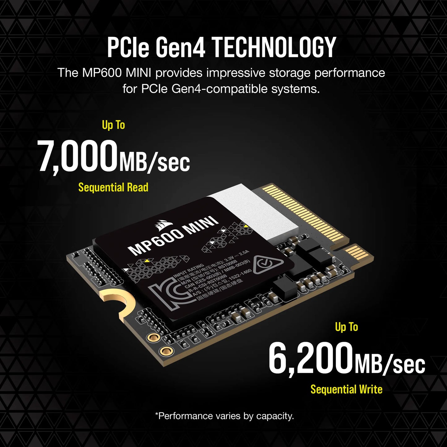 Corsair MP600 MINI 1TB M.2 NVMe PCIe Gen. 4 x4 SSD; Read Up To 4800MB/s; Write up to 4800MB/s