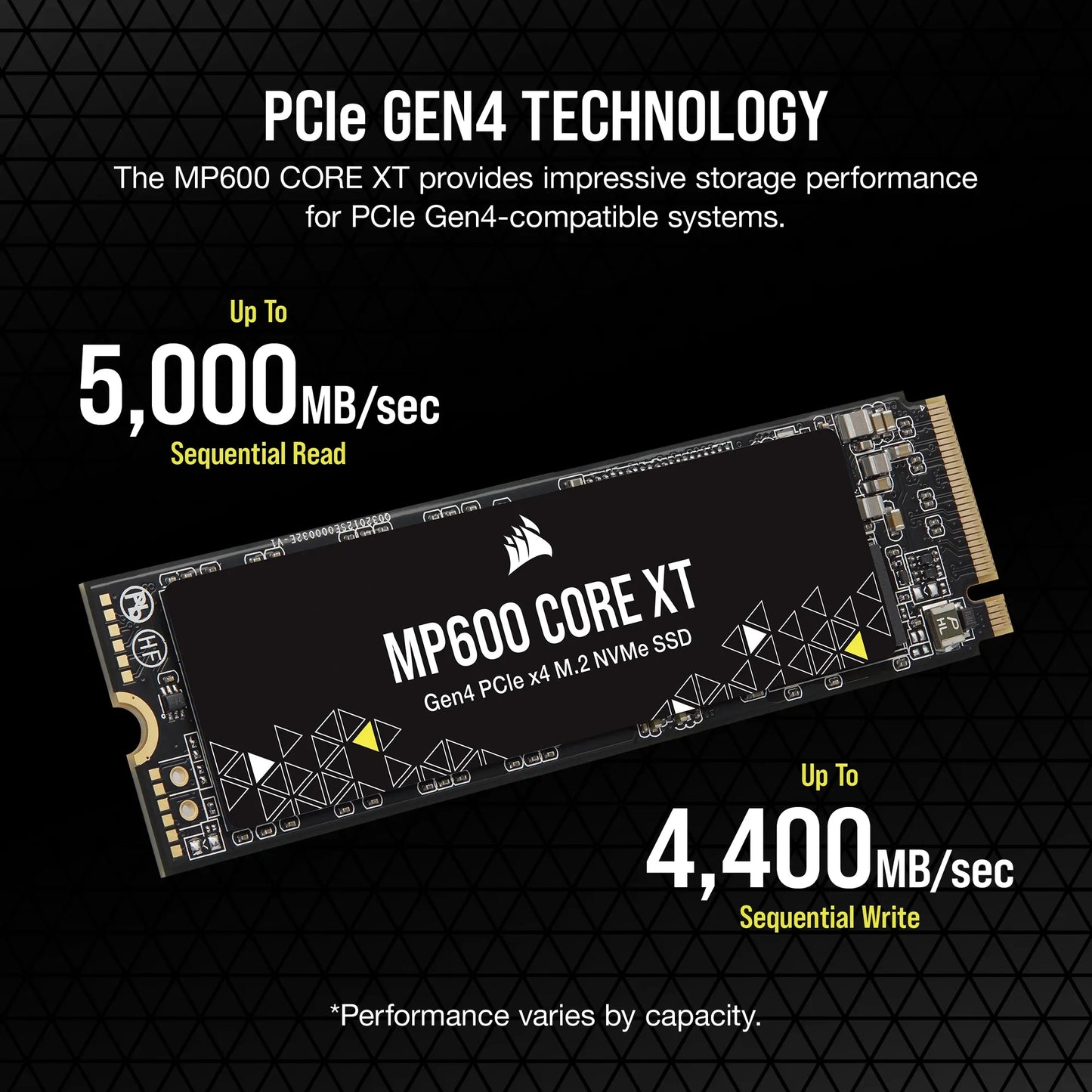 Corsair MP600 CORE XT 1TB NVMe PCIe M.2 SSD; Read Up To 5900MB/s; Write up to 5000MB/s.