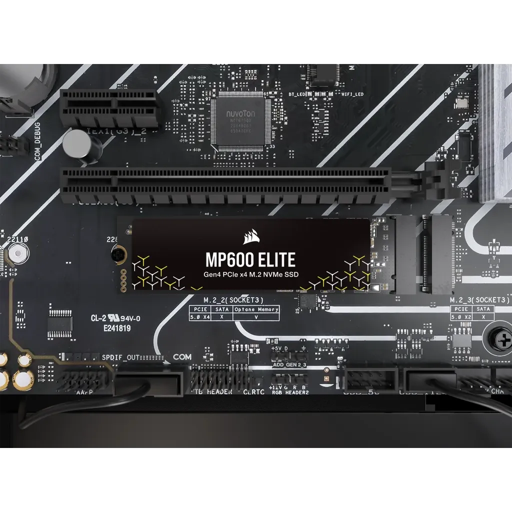 Corsair MP600 ELITE 2TB Gen4 PCIe x4 NVMe M.2 SSD (no heatsink); Read Up To 7000MB/s; Write up to 6500MB/s