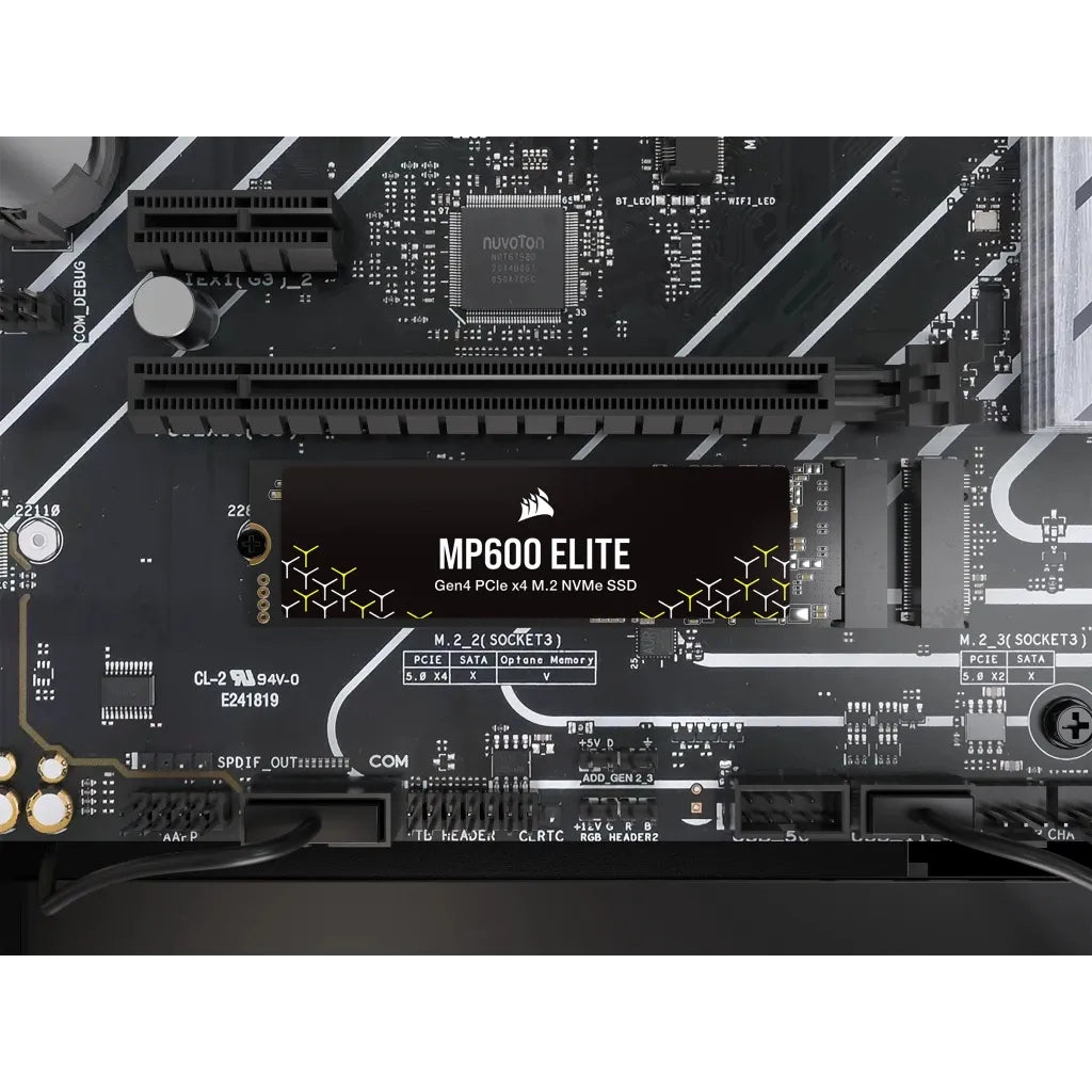 Corsair MP600 ELITE 2TB Gen4 PCIe x4 NVMe M.2 SSD (no heatsink); Read Up To 7000MB/s; Write up to 6500MB/s
