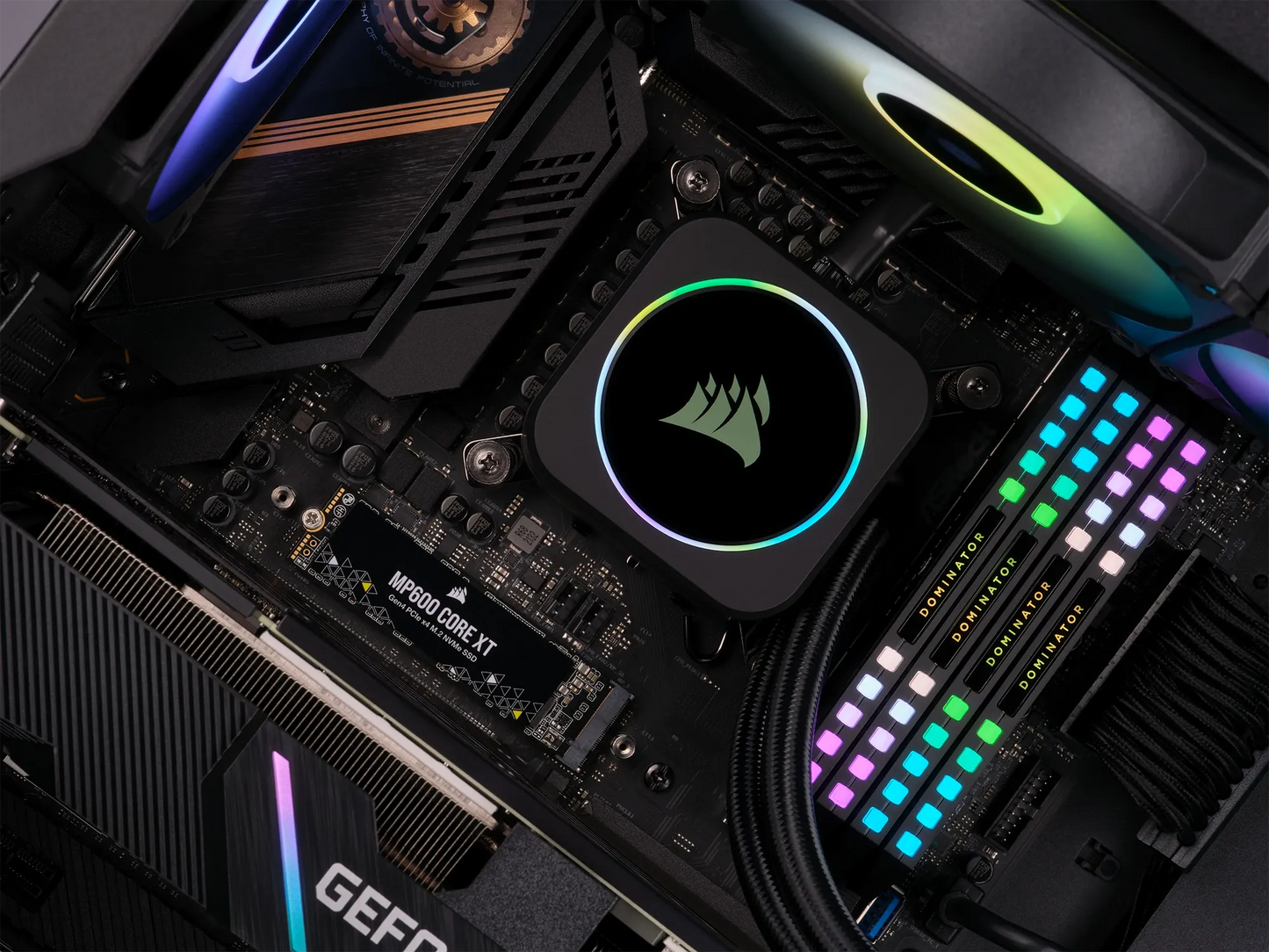 Corsair MP600 CORE XT 1TB NVMe PCIe M.2 SSD; Read Up To 5900MB/s; Write up to 5000MB/s.