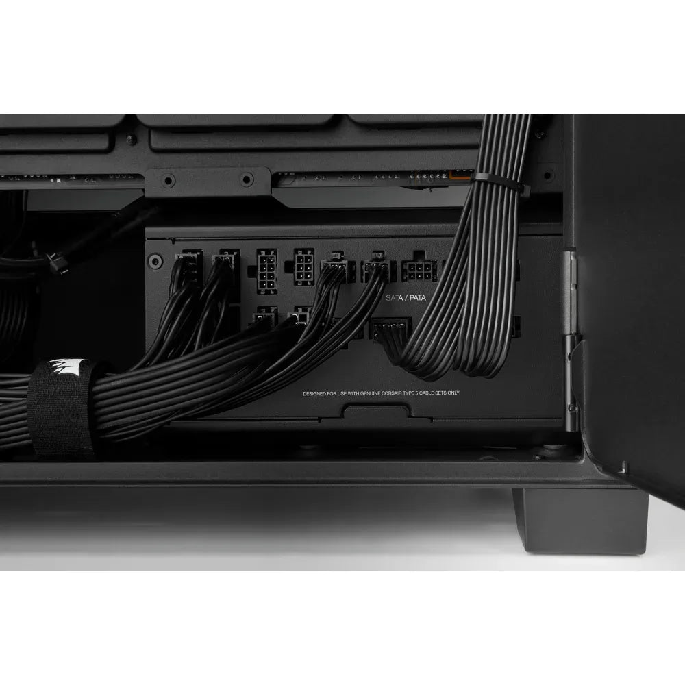 Corsair RM1200x Shift —1200 Watt 80 PLUS Gold;10yr Warranty. ATX (1); EPS (2);PCI-E (4);12VHPWR (1);PATA (8);SATA (12)