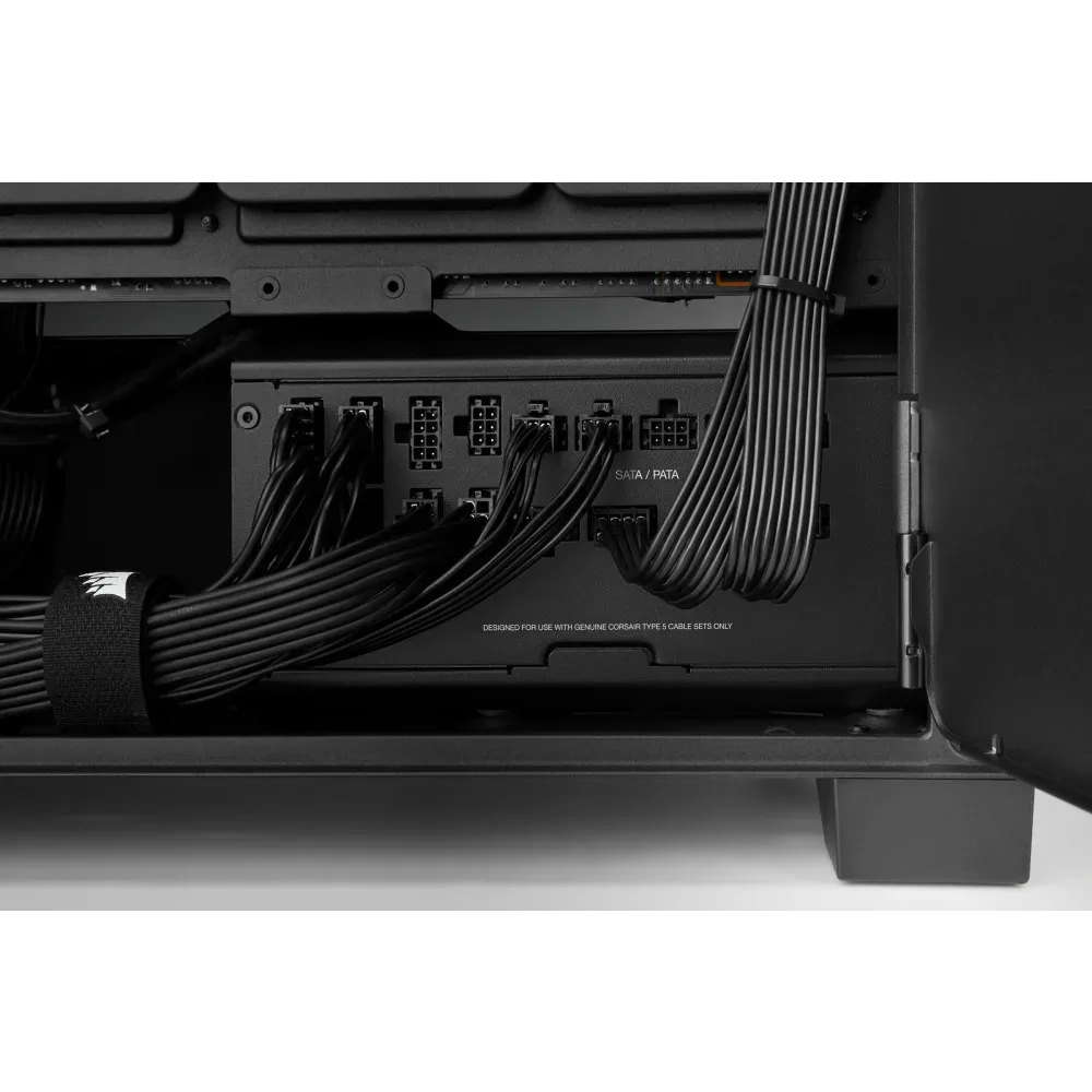 Corsair RM1200x Shift —1200 Watt 80 PLUS Gold;10yr Warranty. ATX (1); EPS (2);PCI-E (4);12VHPWR (1);PATA (8);SATA (12)