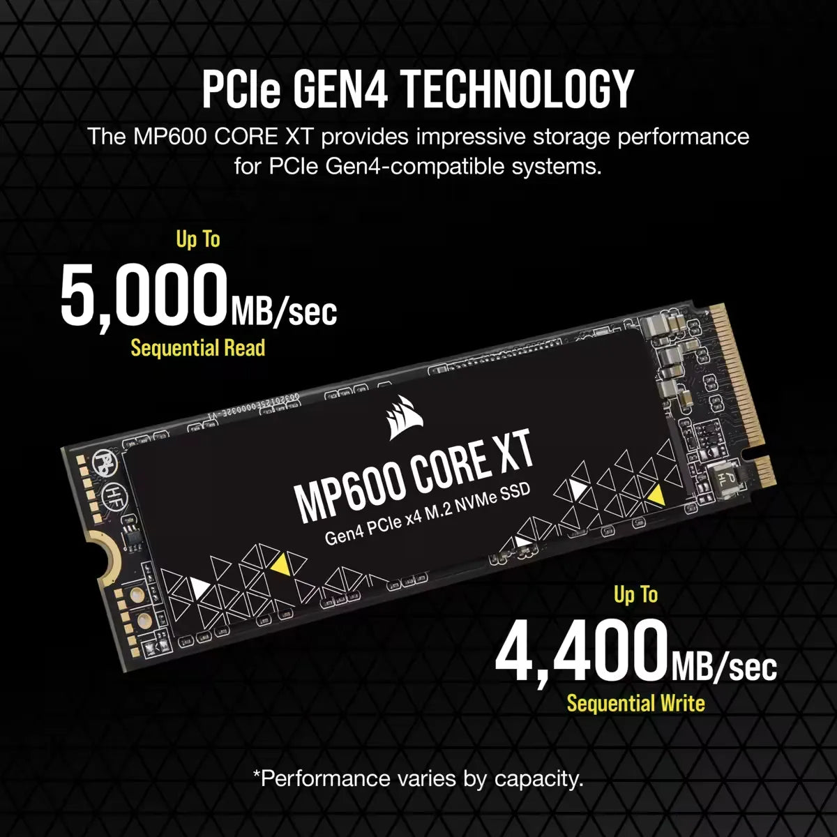 Corsair MP600 CORE XT 4TB NVMe PCIe M.2 SSD; Read Up To 5000MB/s; Write up to 4400MB/s