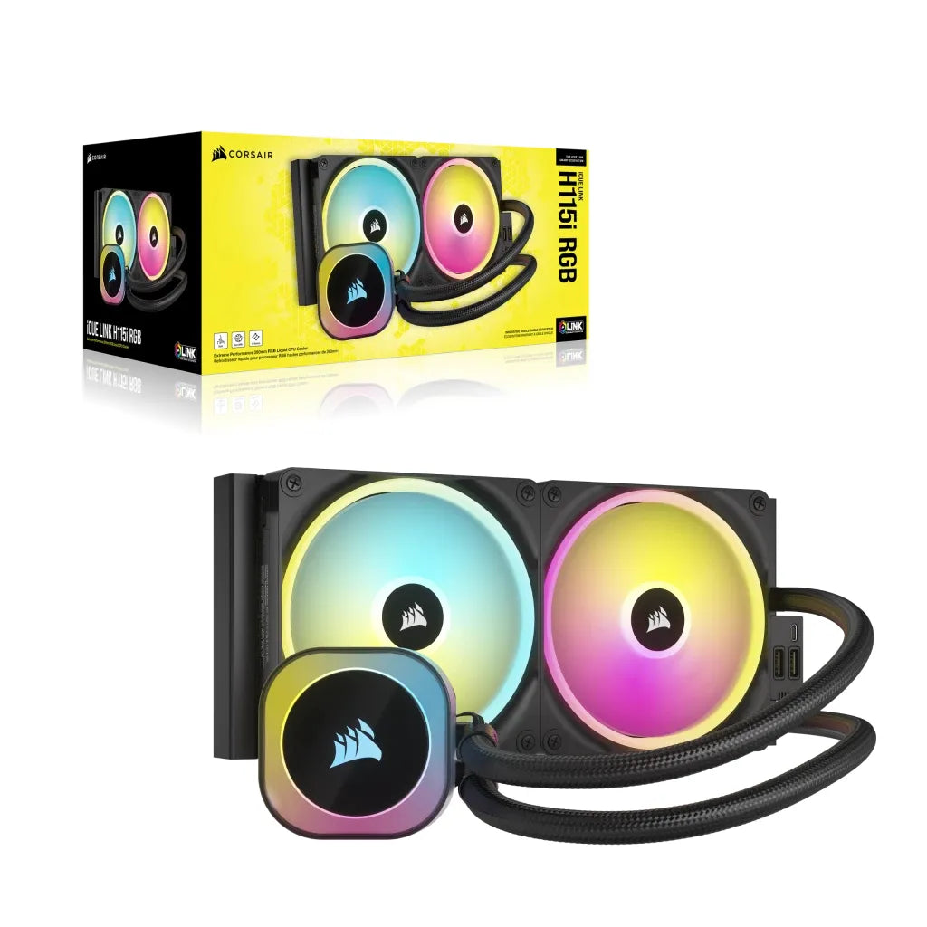 Corsair iCUE LINK H115i RGB Liquid CPU Cooler - QX140 RGB Fans - 280mm Radiator - Fits Intel® LGA 1700; AMD® AM5 - Hub included