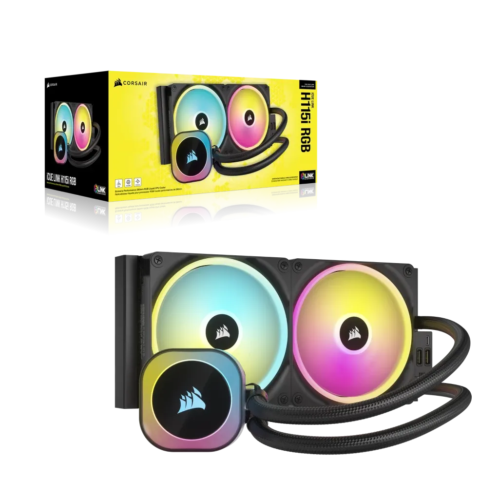 Corsair iCUE LINK H115i RGB Liquid CPU Cooler - QX140 RGB Fans - 280mm Radiator - Fits Intel® LGA 1700; AMD® AM5 - Hub included