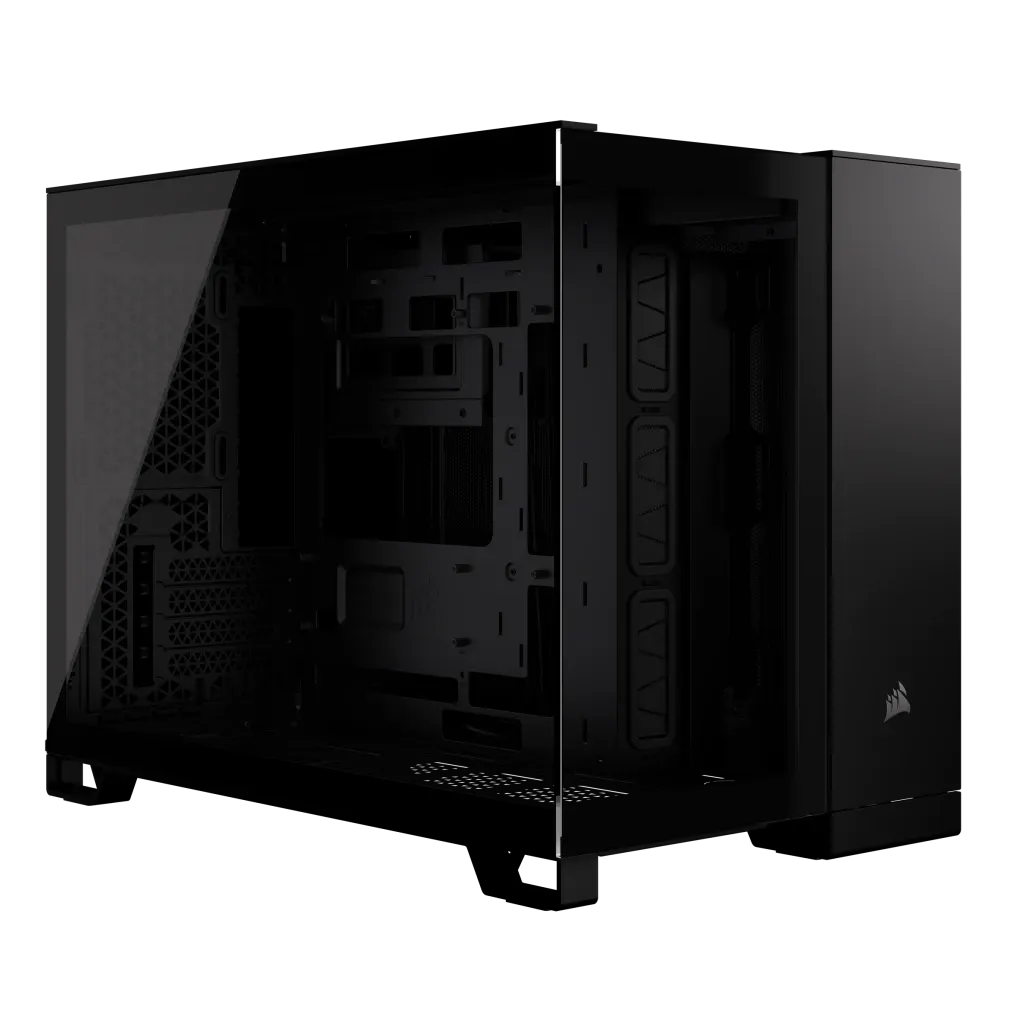 2500D Airflow Black Mid-Tower Dual Chamber PC Case; 2x 3.5'' |  2x 2.5'' Drive Bays; Up to 360mm Radiator compatible