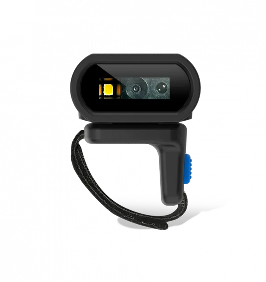 Newland Bluetooth ring scanner; 2D CMOS imager with USB-A to magnetic connector cable.