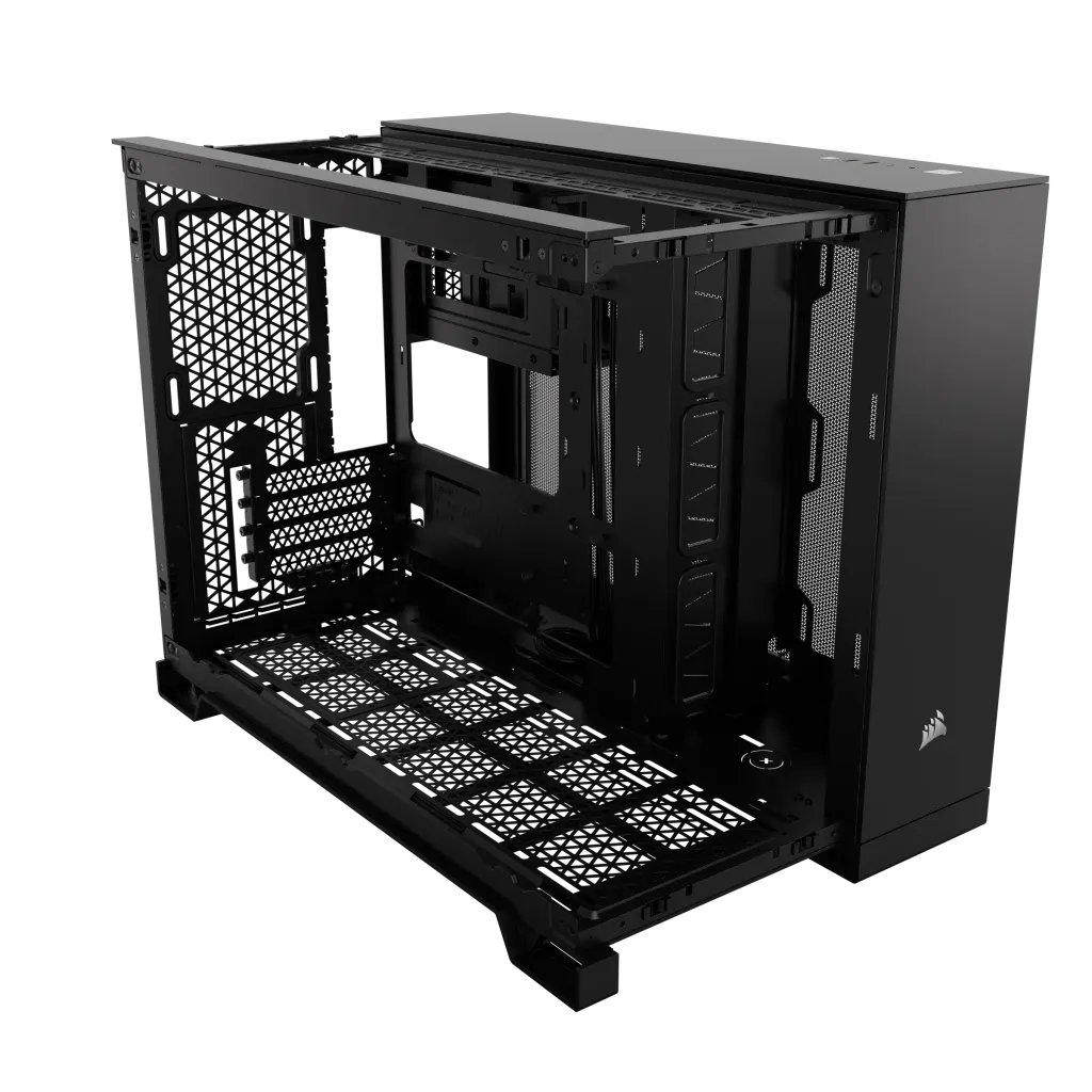 2500D Airflow Black Mid-Tower Dual Chamber PC Case; 2x 3.5'' |  2x 2.5'' Drive Bays; Up to 360mm Radiator compatible