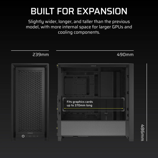 FRAME 4000D Black Mid-Tower PC Case; 2x 3.5'' |  2x 2.5'' Drive Bays; Up to 360mm Radiator compatible; No Fans