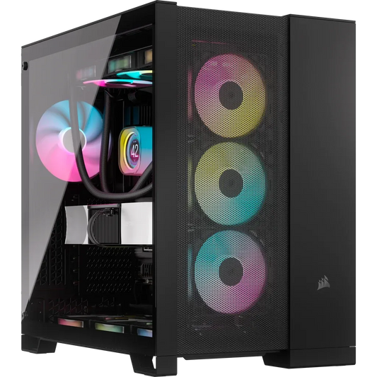 6500D Airflow Black Tempered Glass Mid-Tower; 2x 3.5'' |  2x 2.5'' Drive Bays; Up to 360mm Radiator compatible