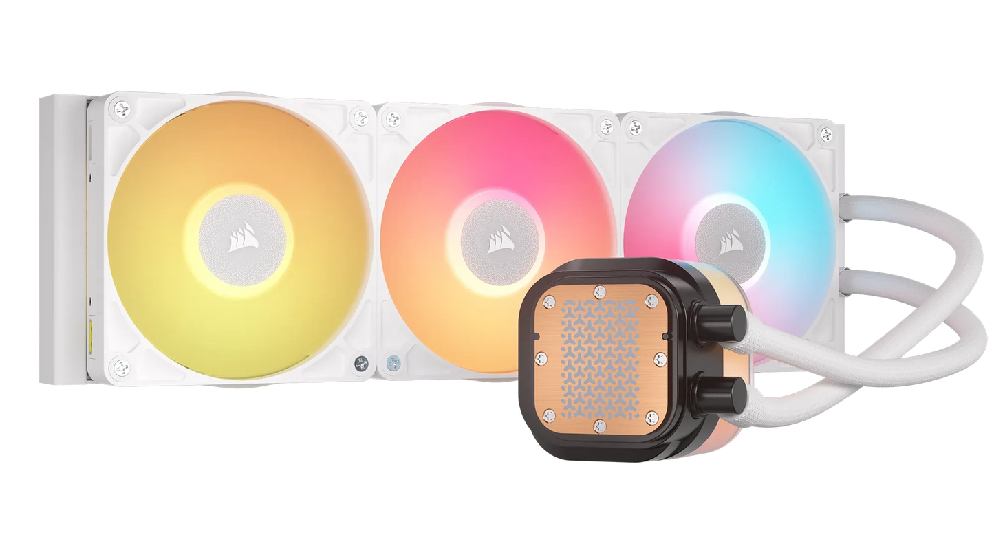 Corsair iCUE LINK TITAN 360 RX LCD Liquid CPU Cooler - White – RX120 RGB Fans – Fits Intel® LGA 1851/1700; AMD® AM5/AM4.
