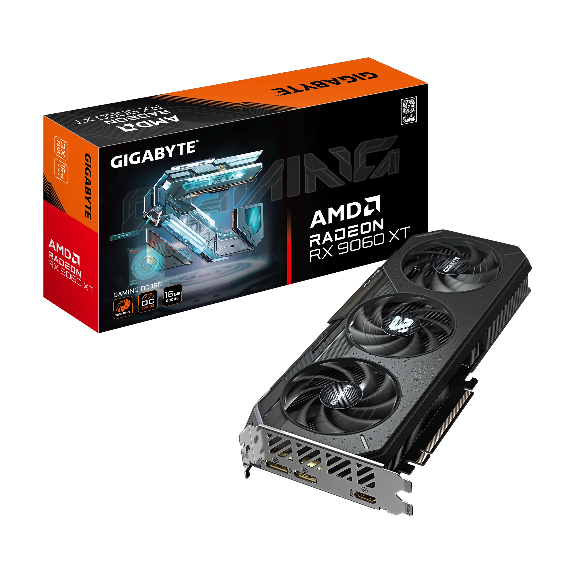GIGABYTE AMD Radeon RX9060XT Gaming OC - 16GB; 128-Bit Memory Bus; 1x HDMI; 2x DisplayPort