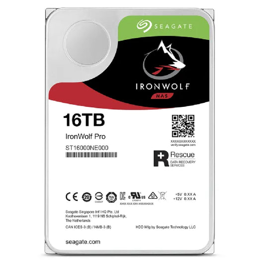 Seagate Ironwolf Pro ST16000NT001 16TB 3.5'' HDD NAS Drives 7200 RPM; SATA 6GB/s Interface; 256MB Cache;550TB/Year; Unlimited Ba