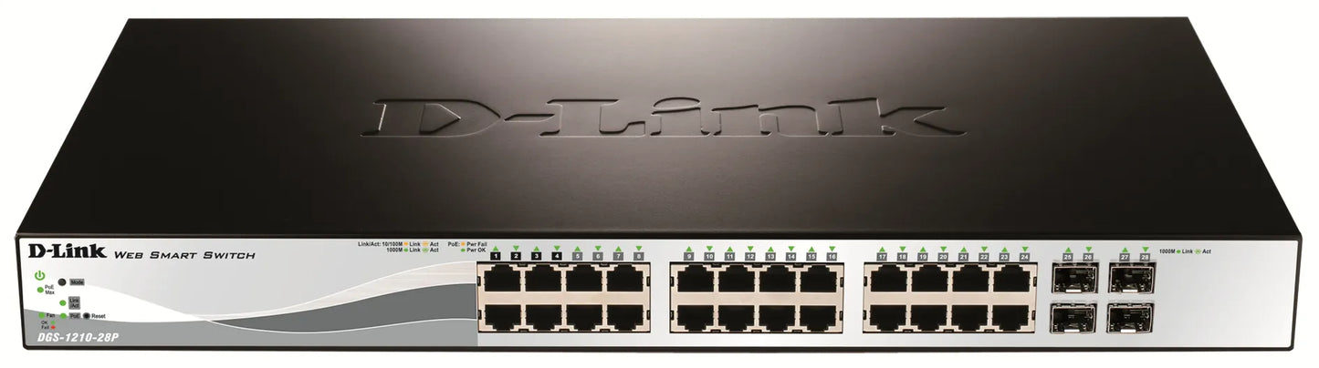 D-LINK 28-Port Gigabit Smart Managed PoE Switch 24 POE 10/100/1000 PORTS+4GIGABIT SFP PORTS