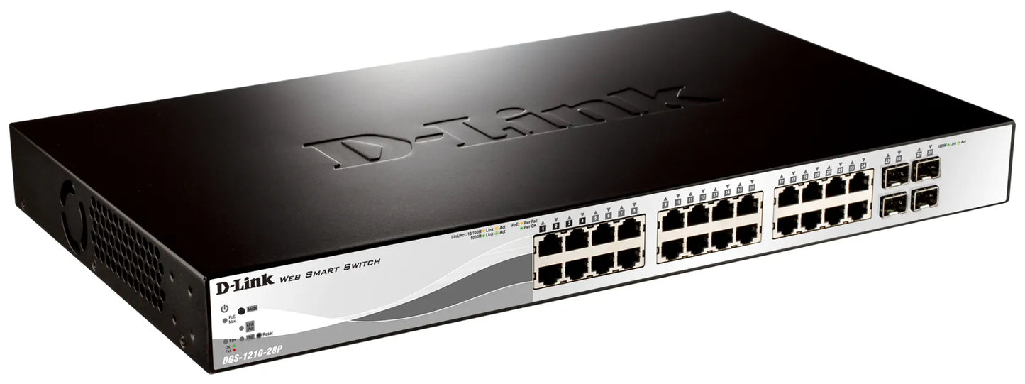 D-LINK 28-Port Gigabit Smart Managed PoE Switch 24 POE 10/100/1000 PORTS+4GIGABIT SFP PORTS