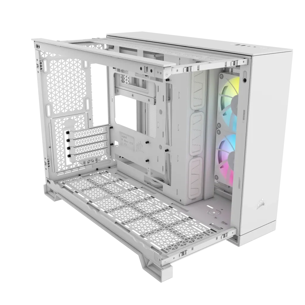 2500X RGB Micro ATX White Dual Chamber PC Case; 2x 3.5'' |  2x 2.5'' Drive Bays; Up to 360mm Radiator; 2x 120mm fan incl