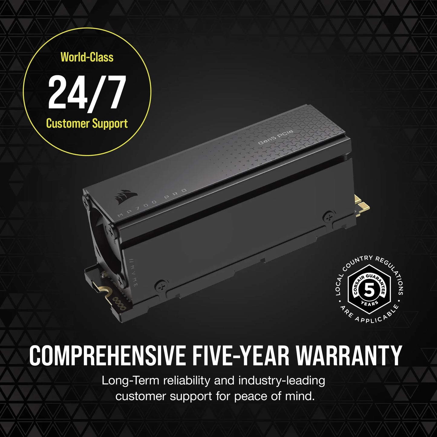 Corsair MP700 PRO 2TB M.2 NVMe PCIe Gen. 5 x4 SSD with Cooler; Read Up To 12 400MB/s; Write up to 11 800MB/s