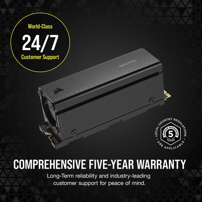 Corsair MP700 PRO 1TB M.2 NVMe PCIe Gen. 5 x4 SSD with Cooler; Read Up To 11 700MB/s; Write up to 9600MB/s