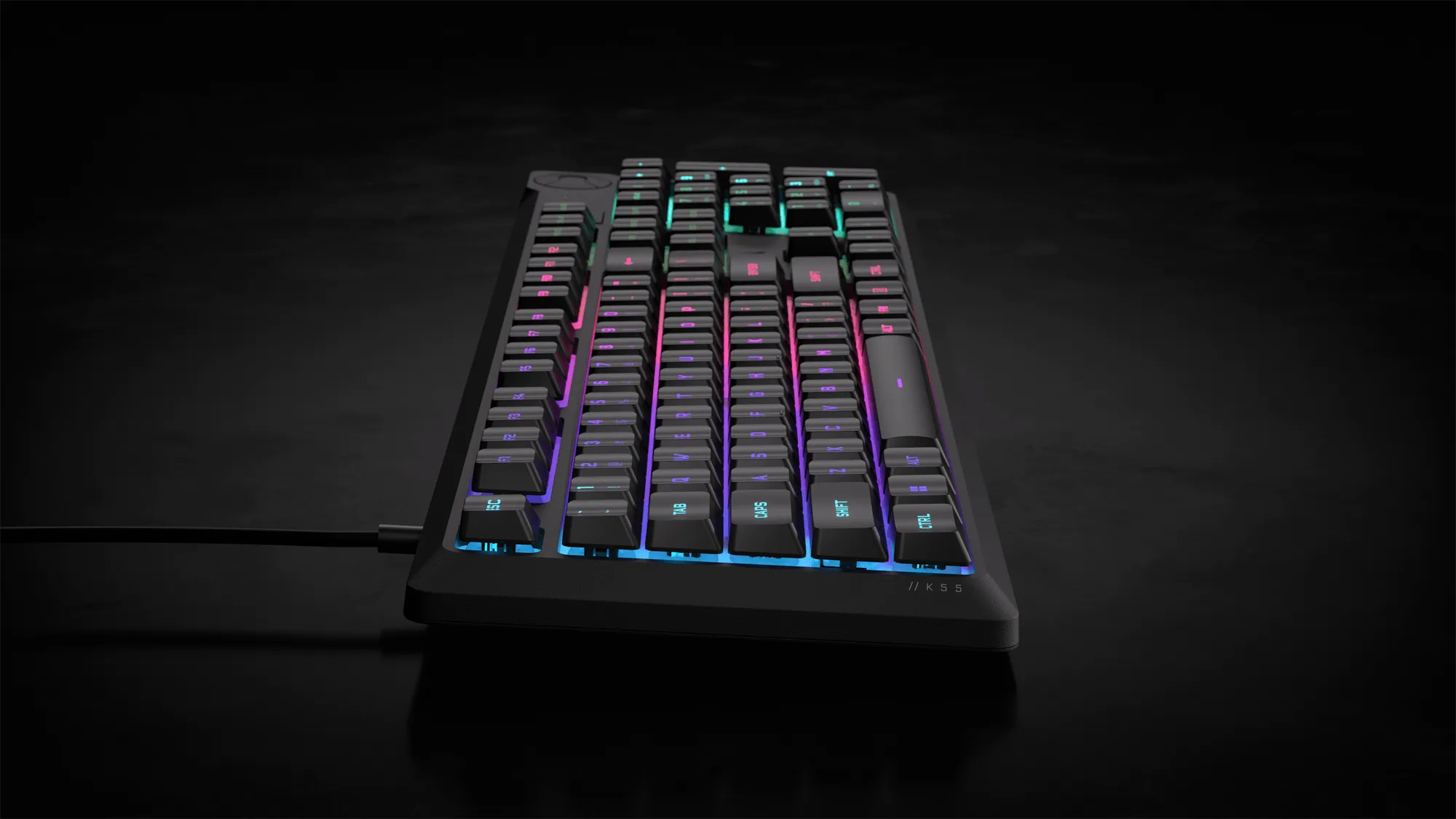 Corsair K55 Core Gaming Keyboard; Backlit Zoned RGB LED; Rubberdome