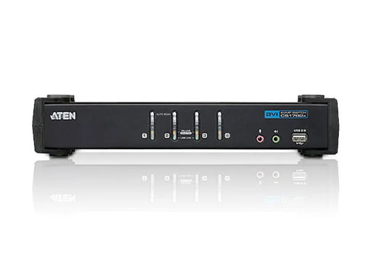ATEN 4-Port USB2.0 DVI/Audio KVMP Switch/W/(US/EU/OUT) ADP. ATEN; Cables Included