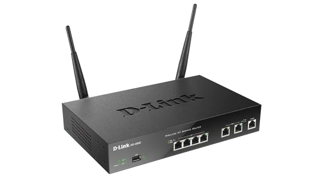 D-Link Unified Wireless AC Services Router;  4x Gigabit Ethernet LAN; 2x Gigabit Ethernet WAN; 1x USB 2.0