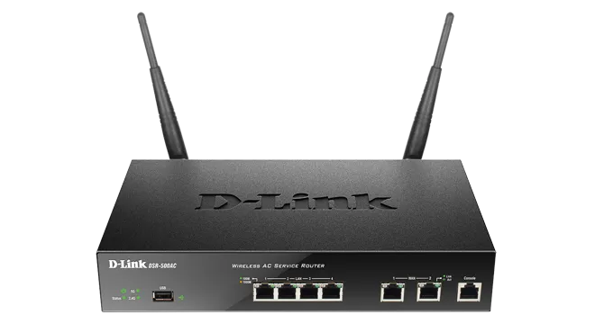 D-Link Unified Wireless AC Services Router;  4x Gigabit Ethernet LAN; 2x Gigabit Ethernet WAN; 1x USB 2.0