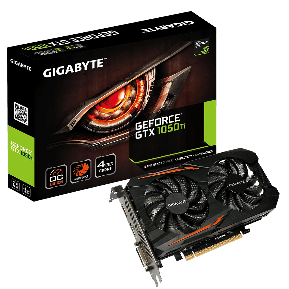 GIGABYTE nVidia GeForce® GTX 1050TI 4GB GDDR5 DVI-D/HDMI/DP.