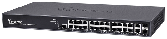 VIVOTEK Managed 24x GE PoE; 2x Combo SFP Switch; 370W