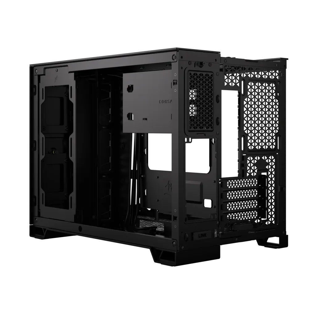 2500D Airflow Black Mid-Tower Dual Chamber PC Case; 2x 3.5'' |  2x 2.5'' Drive Bays; Up to 360mm Radiator compatible