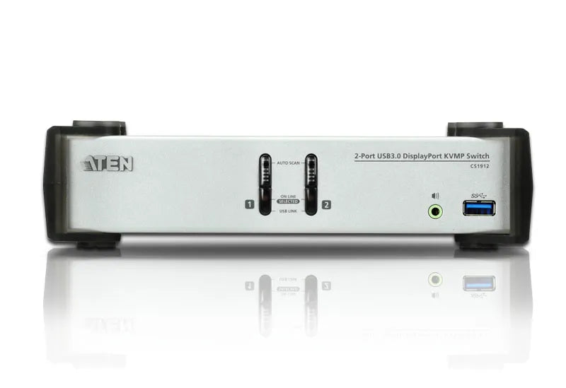 ATEN 2-port USB 3.0 DisplayPort Audio KVMP Switch support up to 3840x2160@30Hz W/(US/EU/OUT) CORD