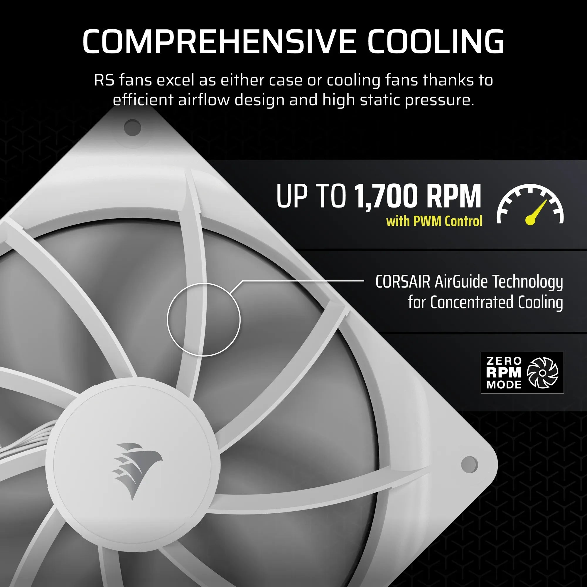 Corsair RS140 140mm PWM Fans Dual Pack – White