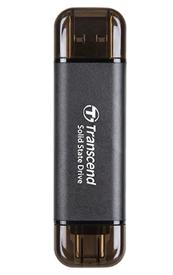 TRANSCEND 512 GB ESD310C USB3.2 TYPE A & C (USB 10Gbps) OTG COMPACT PORTABLE SSD  - Read 1050MB/s Write 950 MB/s - Black