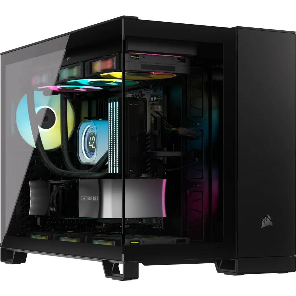 2500X RGB Micro ATX Black Dual Chamber PC Case; 2x 3.5'' |  2x 2.5'' Drive Bays; Up to 360mm Radiator; 2x 120mm fan incl