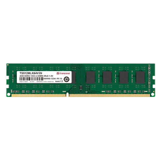 TRANSCEND 4GB Dual Rank DDR3-1333 DESKTOP DIMM 256Mx8