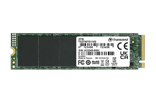 TRANSCEND 2TB MTE115S PCI-E GEN 3x4 M.2 2280 SSD 3D NAND - 3200 MB/s Read 1900 MB/s Write - 800 TBW