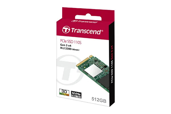 TRANSCEND 128GB  MTE110S PCI-E GEN 3x4 M.2 2280 SSD 3D TLC - 1500 MB/s Read 550 MB/s Write - 50 TBW