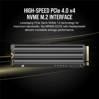 Corsair MP600 ELITE 2TB Gen4 PCIe x4 NVMe M.2 SSD with heatsink; Read Up To 7000MB/s; Write up to 6500MB/s