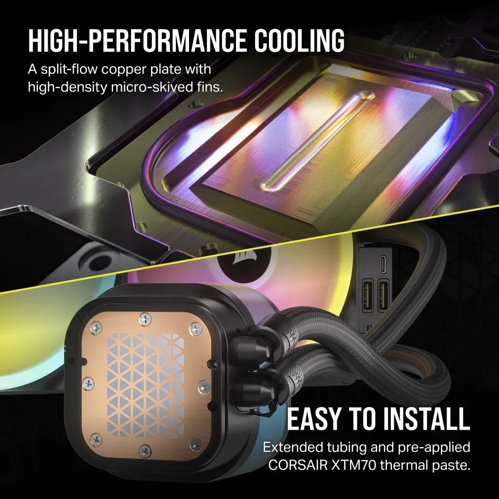 Corsair iCUE LINK H115i RGB Liquid CPU Cooler - QX140 RGB Fans - 280mm Radiator - Fits Intel® LGA 1700; AMD® AM5 - Hub included