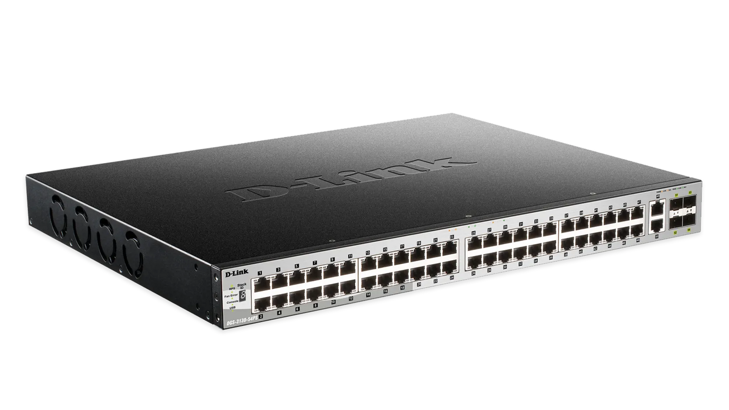 D-Link 48 10/100/1000Base-T PoE ports + 2 10GBase-T ports + 4 10G SFP+ ports; L3 Stackable Managed Switch