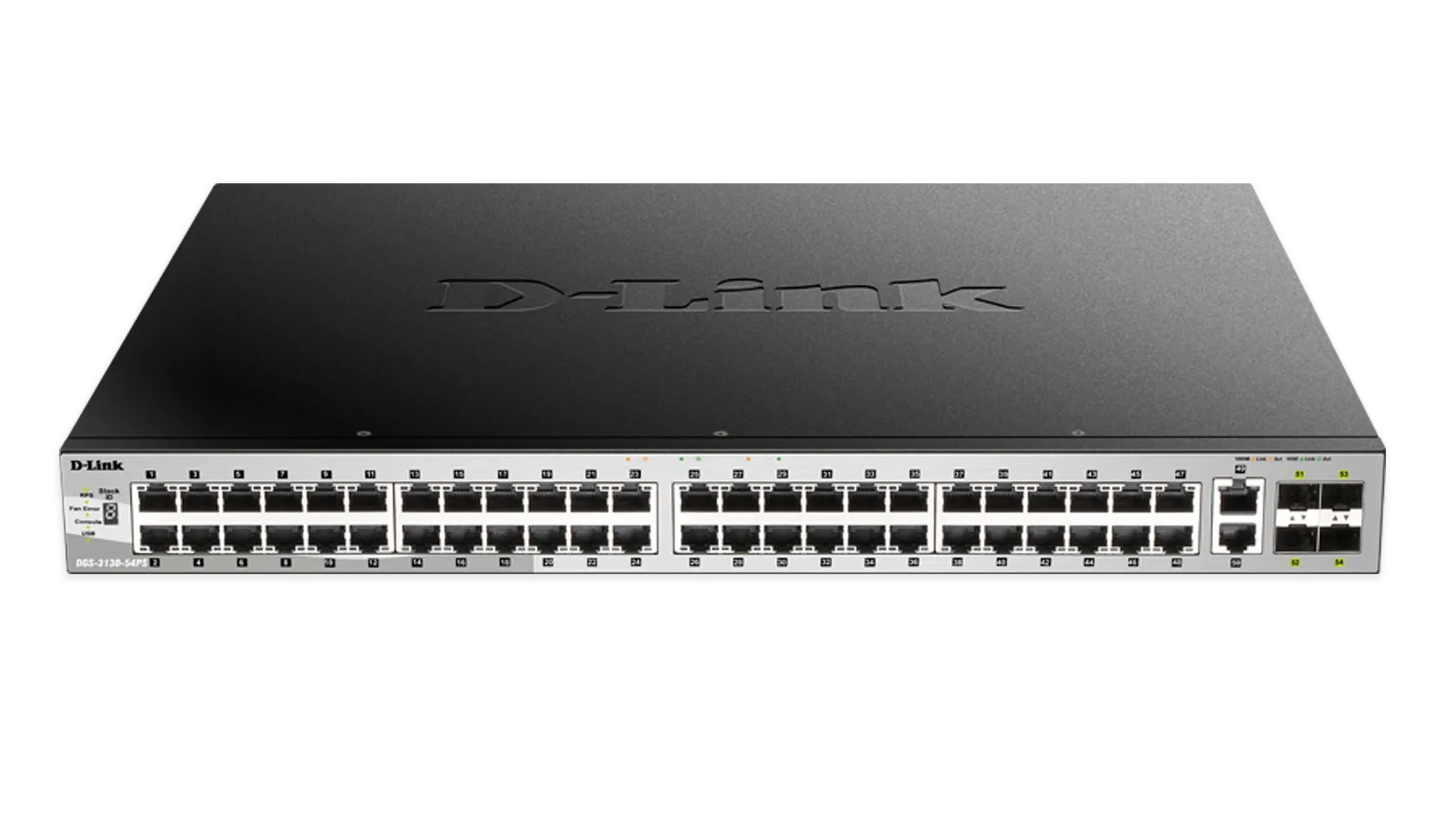 D-Link 48 10/100/1000Base-T PoE ports + 2 10GBase-T ports + 4 10G SFP+ ports; L3 Stackable Managed Switch
