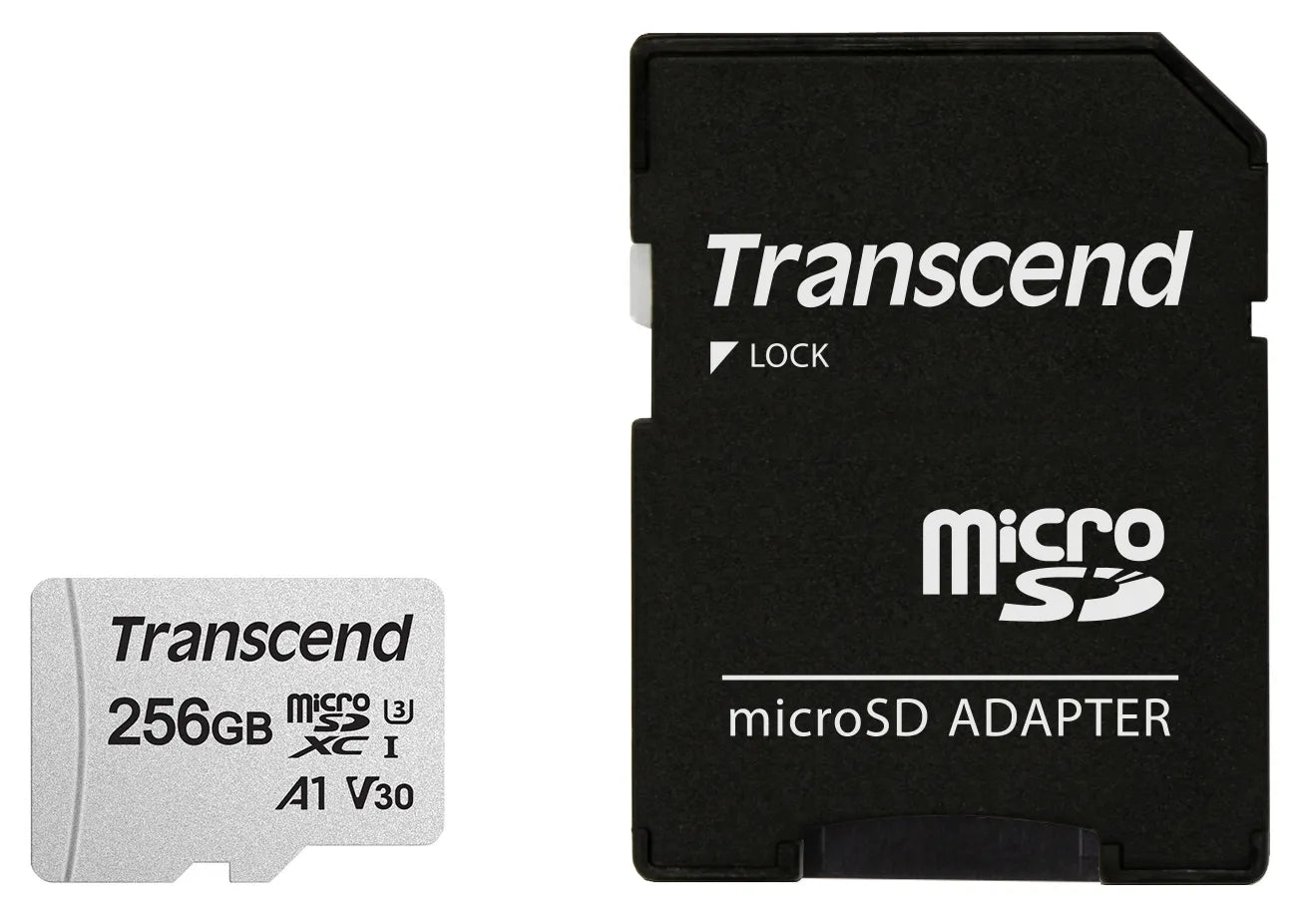 TRANSCEND 256GB MICRO SDXC C 10 UHS-I U1/U3 V30 A1 WITH SD ADAPTOR