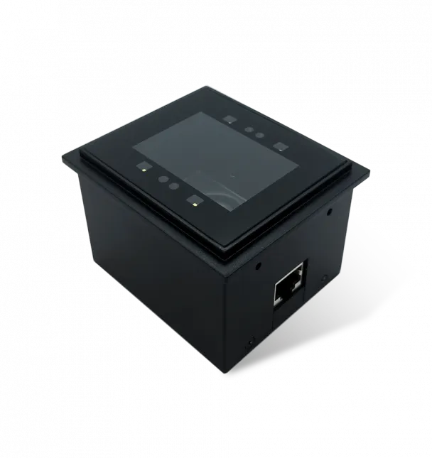 FM30 Grouper II 2D CMOS Fixed Mounted Reader for kiosk integration with flush glass front; optimized to read from cell phone and