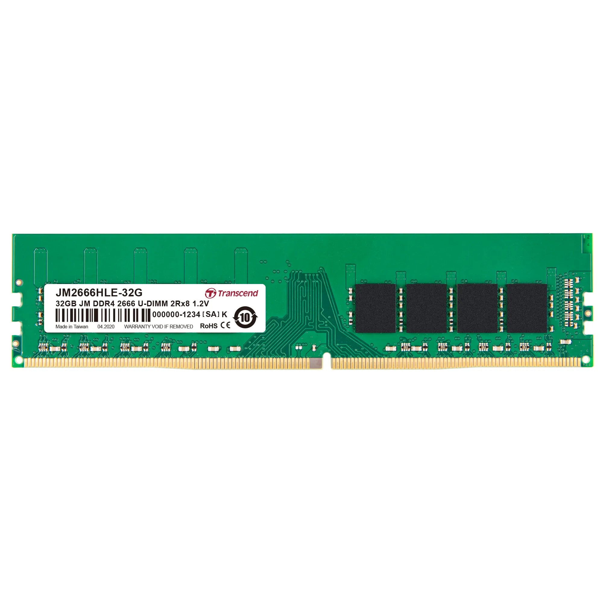 TRANSCEND 32GB JET MEMORY DDR4 2666MHZ DESKTOP UDIMM 2RX8 2GX8 CL19