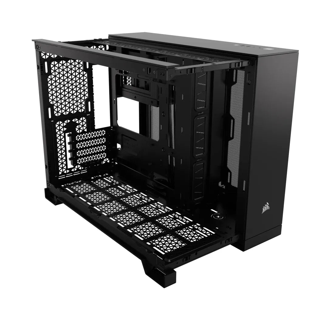 2500D Airflow Black Mid-Tower Dual Chamber PC Case; 2x 3.5'' |  2x 2.5'' Drive Bays; Up to 360mm Radiator compatible