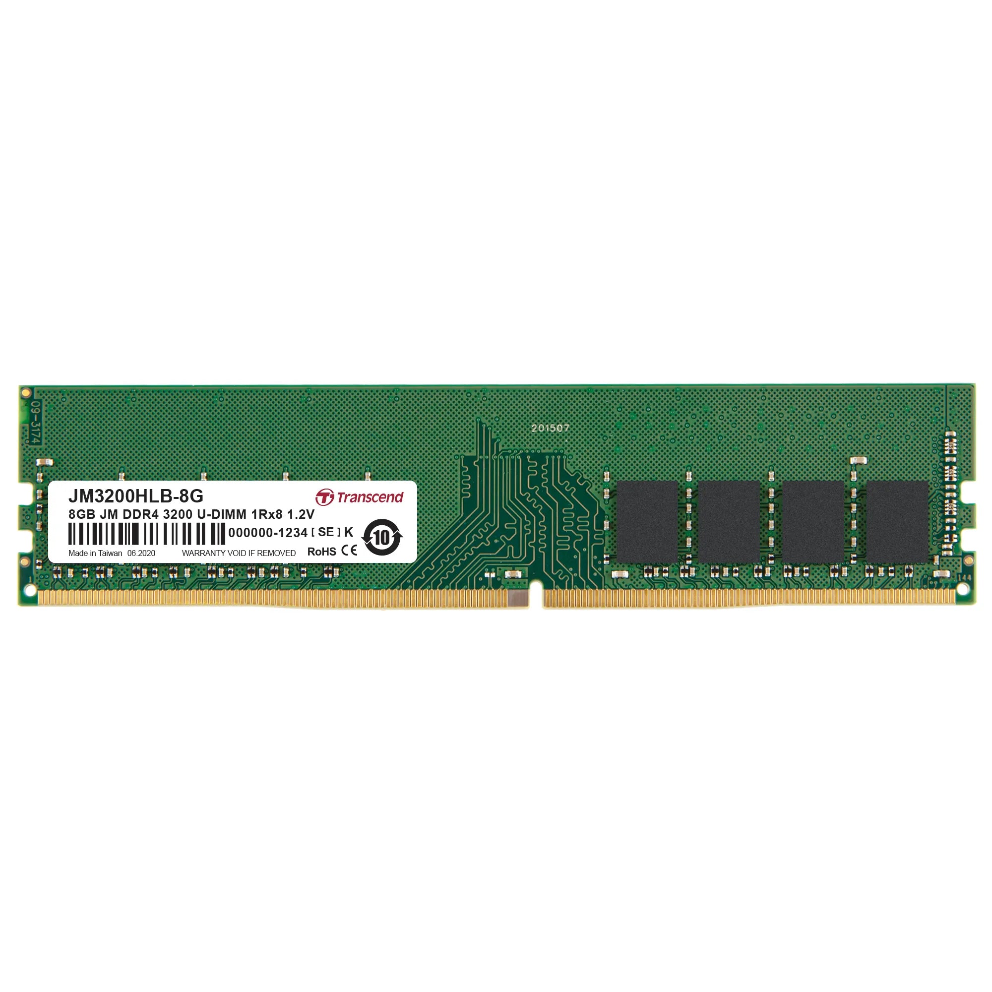 TRANSCEND 8GB DDR4 3200 DESKTOP U-DIMM 1Rx8 1Gx8 CL22 1.2V