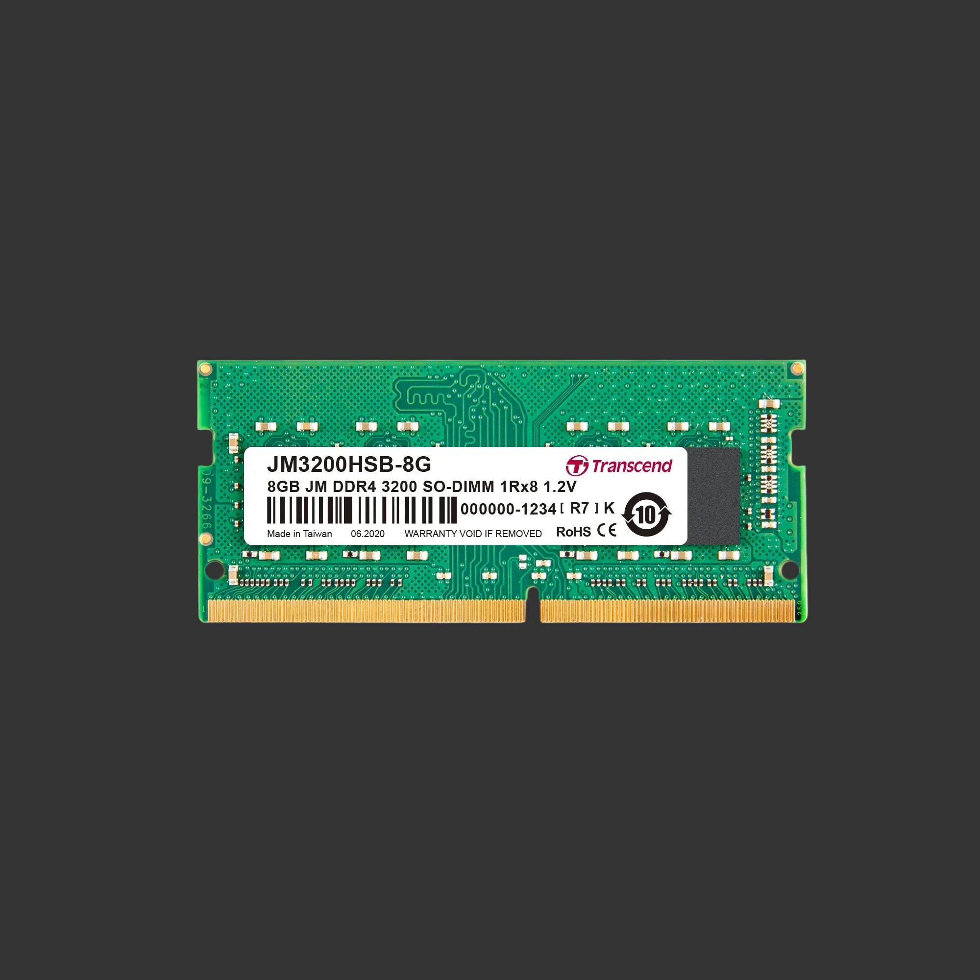 TRANSCEND 8GB DDR4 3200MHZ SO-DIMM 1Rx8 1Gx8 CL22 1.2V